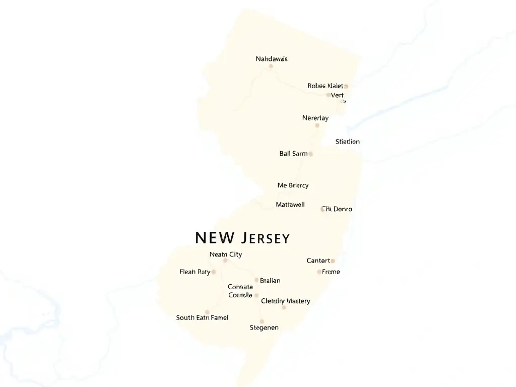 A map of New Jersey highlighting Jersey City and surrounding towns, indicating the service area of Water Rescue NJ.